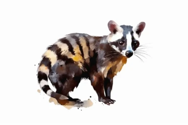 Watercolor, Banded Palm Civet Mammal, clipart, hd, on a white background, spaced out