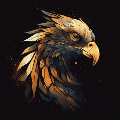 vector art, logo design, Golden Eagle drawing,Golden Eagle clipart, transparent background, 4k quality, flawless drawing , Alebrije, abstract, Illustrators, by Sabbas Apterus