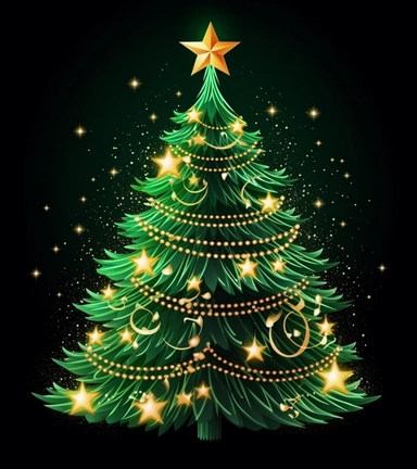 the christmas tree clip art, in the style of eye-catching, accurate and detailed