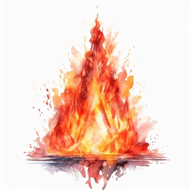 watercolor fire Prince, flame around, detailed, hd, clipart