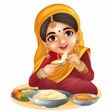 indian cliparts for cute punjabi girl eating food
