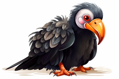 Cute California condor in christmas Day clipart, cartoon, white background,