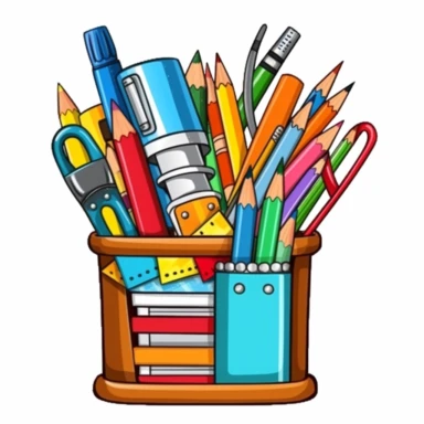 School supplies clipart, white background