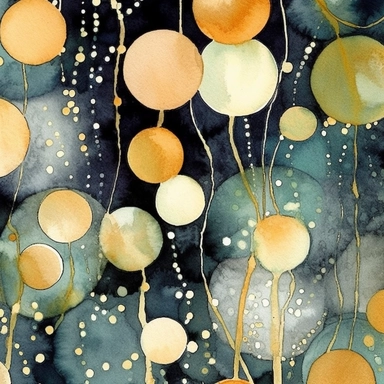 black clipart, Watercolor paper, pale colors, gold striated, summer water bubbles, romantic , pre-raphaelite, abstract