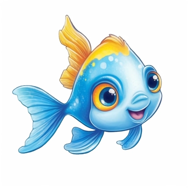 clipart with white background, cute baby fish, clearly defined separate image, high quality--ar3:4-no mockups, watermarks, numbers, writing, letters--q2--v5.1--s1000