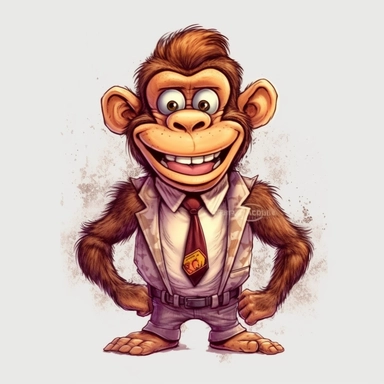 humorous funny monkey, draw caricatures, full body, hand draw Illustration clipart, 4K, extremely detailed