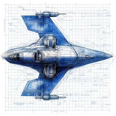 basic starfighter clipart topview black and white blueprint
