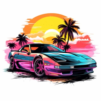 VaporWave Supercar PNG, Fast Cars Graphic, Graffiti, Urban Sublimation, Sports Car DTG Clipart