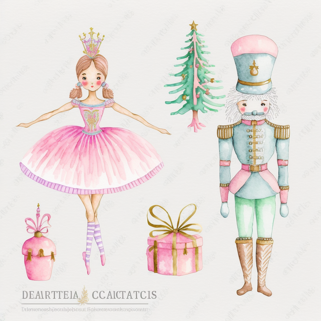 Nutcracker clipart, watercolor nutcracker clipart, christmas tree ...