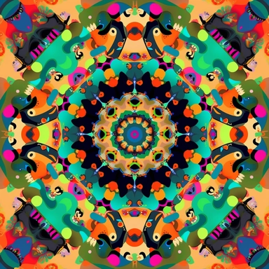 a kaleidoscope of bright colors in a psychedelic style shapes within clipart no fonts no words no letters