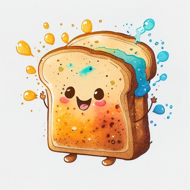 a cute cartoon toast bread. Watercolor clipart.