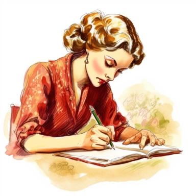 woman writing in journal clipart