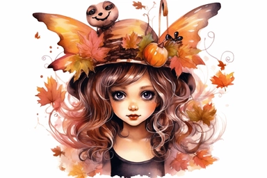 Sweet Fairy Girl Sublimation Clipart Halloween concept, Watercolor, Vector, illustrtion, ultra high realistic, ultra high resolution, isolate on white background. 32k, HD, 32k,