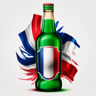 clip art of green beer bottle with red white and blue label
