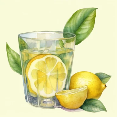 lemon juice in a glass, watercolor clipart
