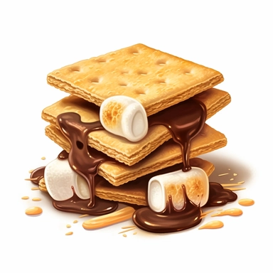 clipart Campfire s'mores with toasted marshmallow, chocolate, and graham crackers