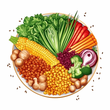 Buddha bowls (a mix of grains, proteins, and veggies) clipart, vibrant. white background