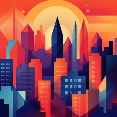 Imagine a vibrant cityscape transformed into abstract shapes and geometric patterns. Create a series of clipart elements inspired by the energy and architecture of this futuristic metropolis. Incorporate bold colors, sharp lines, and intersecting shapes to capture the essence of the city's urban vibe. Experiment with layering and transparency effects to add depth and dimension to your designs. Let your imagination run wild as you explore the intersection of abstract art and geometric precision i