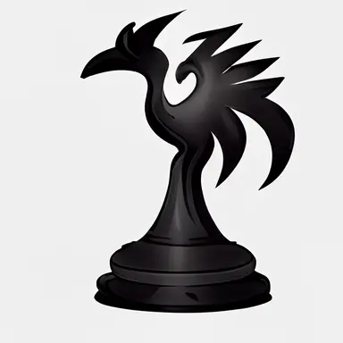 simple vector art, black outlines, clipart, fantasy chess piece in the form of a phoenix, 2D, 2-D, flash game, solid white background