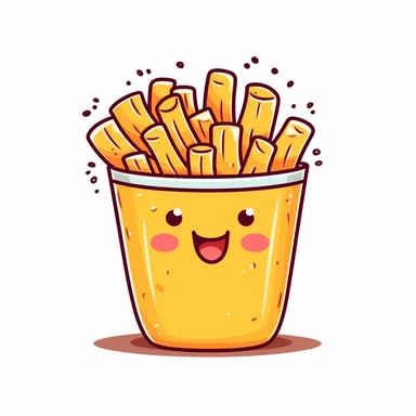 Cute and Kawaii Cute French Fries Clipart on a White Background