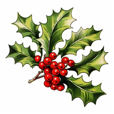 clipart with white background, holly branches, clearly defined separate image, high quality--ar3:4-no mockups, watermarks, numbers, writing, letters--q2--v5.1--s1000