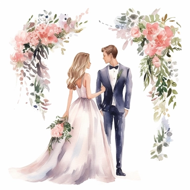 Wedding clipart, Bride and Groom clipart, Wedding floral Arch, Bride Gowns, Bridesmaids clipart, Wedding invites, Wedding Watercolor