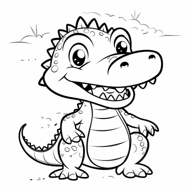 prehistoric crocodile coloring pages | prehistoric crocodile coloring pages free | baby crocodile printable coloring clipart, in the style black and white, simplistic cartoon, uhd image, whimsical comic strip, dotted, with minimalist background | with palm background