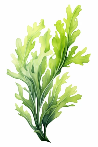 drawn illustration of a seaweed , clip art, watercolor, digital art, HD, white background, clean line art, Rich and accurate details