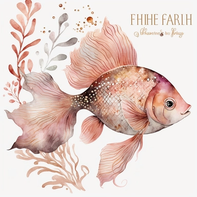 rose gold fish watercolor clipart,--no background,--q 5