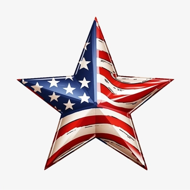 American flag star cartoon clipart simple no background