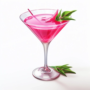Sharp Illustration of a Cosmopolitan Crush Cocktail clipart aginst white background, illustration style, vibrant colors, unreal engine 5, detailed illustration, high resolution, high quality, solid white background