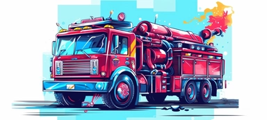 fire truck illustrations fire truck vector images, clipart & vectors, in the style of light sky-blue and dark magenta, data visualization, high-angle, text-heavy, representational, white background, stop-motion animation
