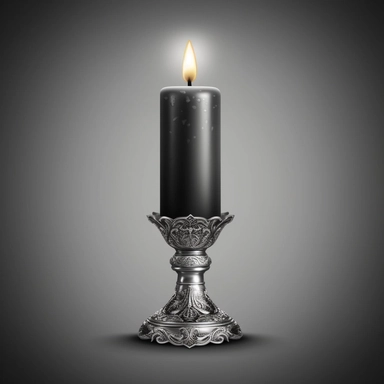 Vector realistic clip art black candle on silver candlestick