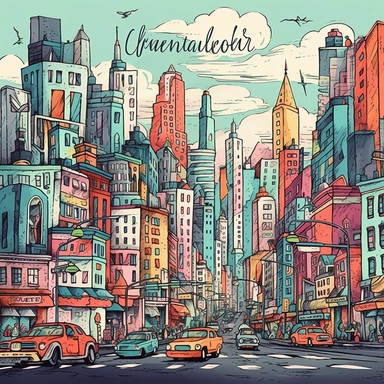 handpainted modern city clipart