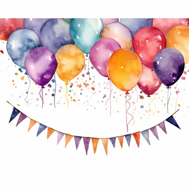 watercolor Birthday banner clipart white background