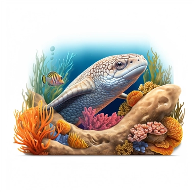 Clipart,An eel peeking out from a coral reef, hyperrealistic, hyper high definition