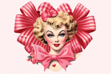 1950s Pin up girl valentines day watercolor clipart