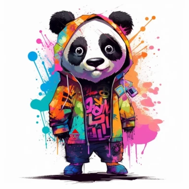 please create pixar style character clipart of a Panda dressed like KPOP, front view, new era digital art, colourful