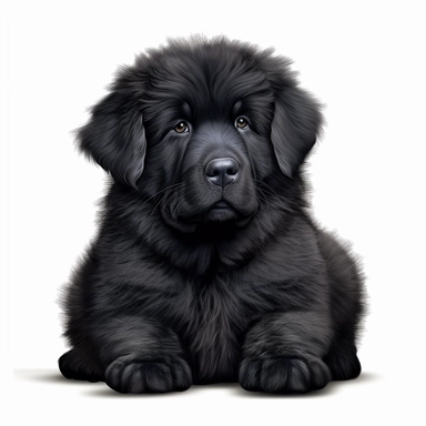 Dog Puppy breed Newfoundland big fluffy black 3D clipart