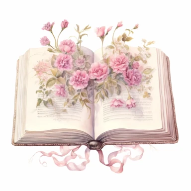 Watercolour open book with blank journal pages, shabby chic, pink pastel colors, beautiful details, ultra detailed, ultra photo real intricate detailed, high definition, graphic clipart, hyper realistic,detailed, white background