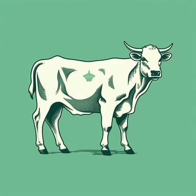 single clipart of chinese style cow, monochrome green, minimalist, one color