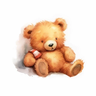 Teddy Bear Take a Nap Clipart,white background