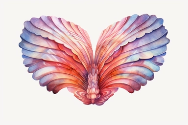 Watercolor, Angel wing shell, clipart, hd, on a white background, spaced out