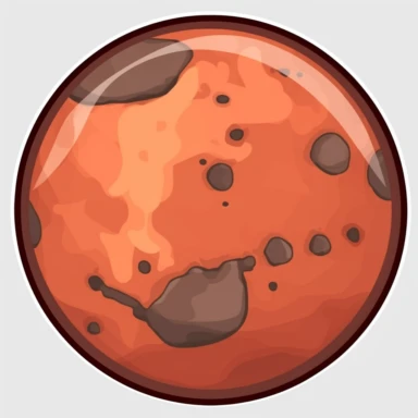 mars, planet clipart, cartoon style