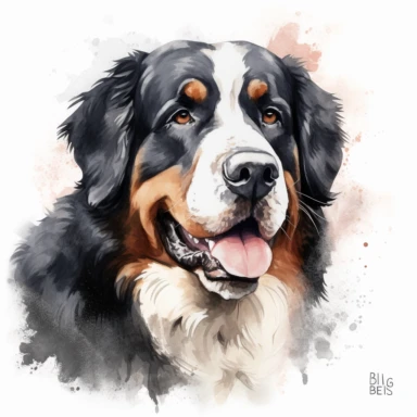 Bernese Mountain Dog clipart, original hand drawing, watercolor, understated and flawless for t shirt and cup printing, happy cute smily Basset Hound , transparent background, realistic painting, portrait without writing , style of the artwork, mood of the aartwork, vector, contour , white background, 8K quality, ultra detailed , without signature and without meaningless lines, clipart, white background, High Quality, no writting background, no writting, ultra detailed, no symbol, without logo a