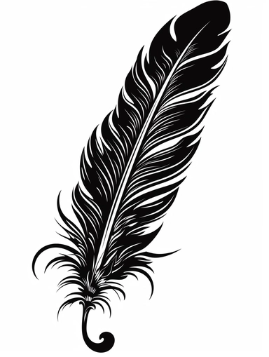 black feather pen cartoon style clipart