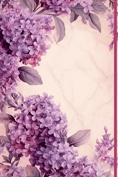 vintage shabby damask narrow floral clipart vignette along the sides and the corners of the picture, little cute bright oil painting style blooming lilac vignette, soff pastel blank center of the picture,