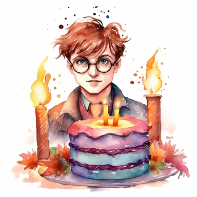 watercolor harry potter theme birthday cake clip art