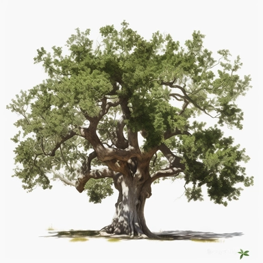watercolor clipart of oak tree, white background, white vines, 4k, octane render, detailed, hyper-realistic, cinematic, photography by Joel Meyerowitz, Roger deakins, Slim Aarons, Craig Mullens, artstation