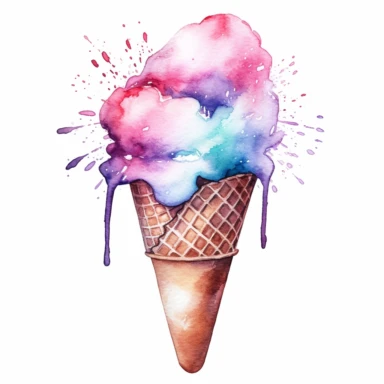 watercolor ice cream cone clip art white background